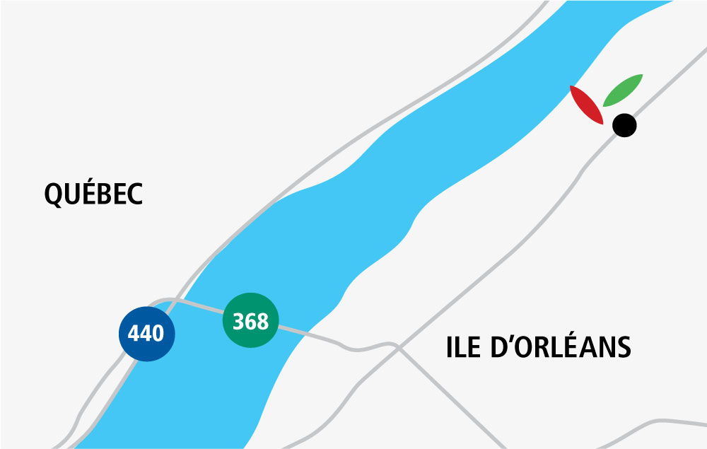 Map des directions vers le Nouveau Théâtre de l'Île d'Orléans