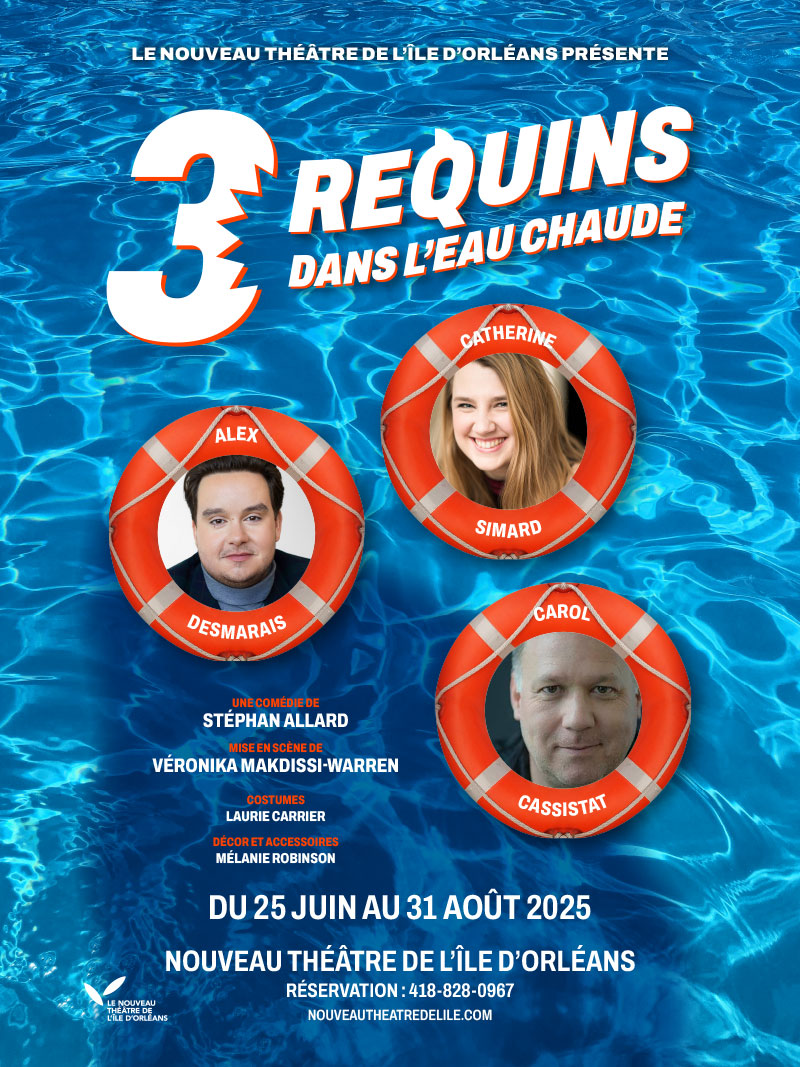 Affiche de la comédie '3 Requins dans l'eau chaude' 2025
